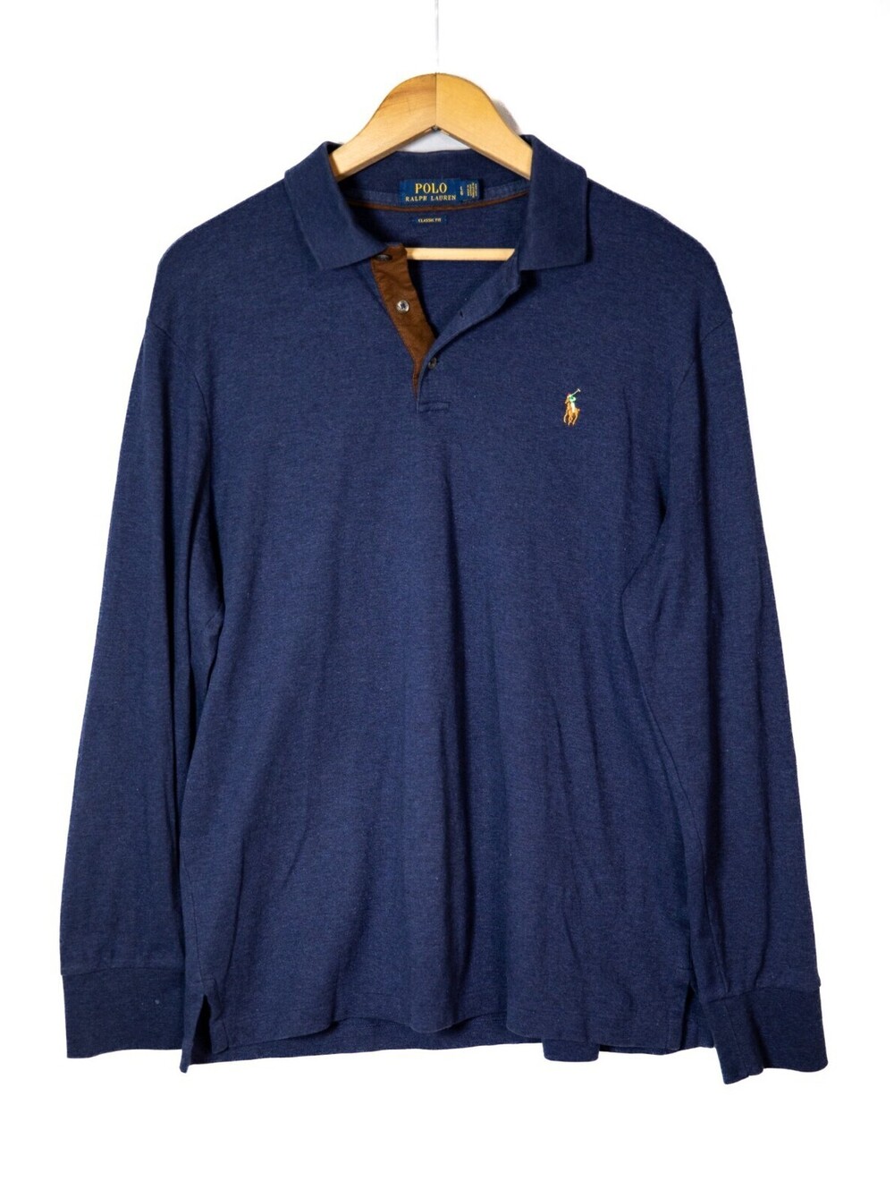 Polo Ralph Lauren Quarter Zip Sweater - Blue with Brown Pony - Men's L